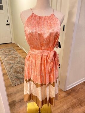 Ellen Tracy Silk Dress - Coral Size 6